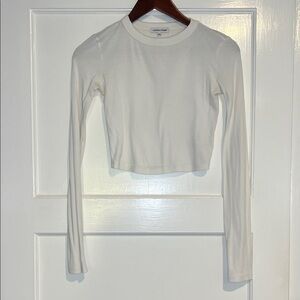 Cotton Citizen White Long Sleeve Crop Top